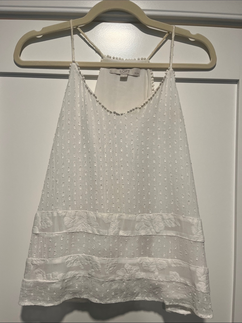 LOFT White Swiss Dot Embroidered Strappy Camisole
